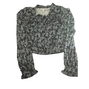 Topshop Floral Ruffle Blouse – Vintage-Inspired, Size US 6